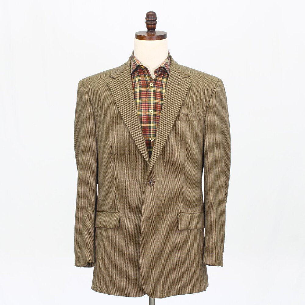 Jos. A. Bank 42L Brown Blazer Sport Coat Jacket 2-Button Houndstooth Y530